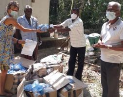 Annie Arkwright hands over another batch of SpecSort glasses to the Navajeevana Centre, Sri Lanka.